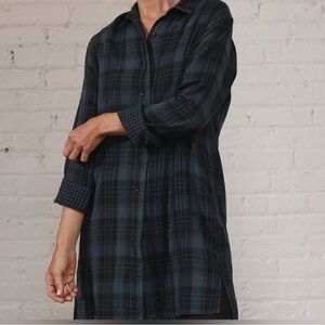 Pact Women's Long Sleeve Plaid Dress - Black and Blue